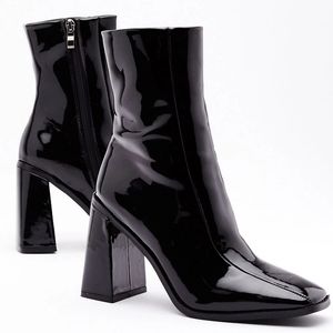 Patent Square Toe Boots